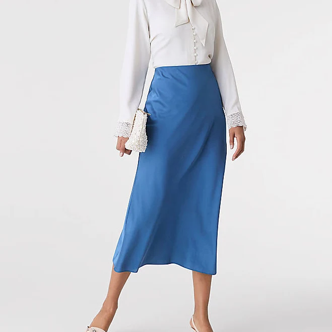 skirt Ann Taylor Women's Satin Bias Midi Slip Skirt Ann Taylor $62.99