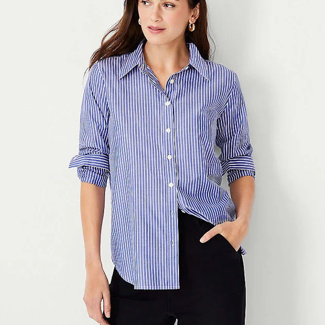 top Ann Taylor Women's Striped Relaxed Perfect Shirt Ann Taylor $58.8