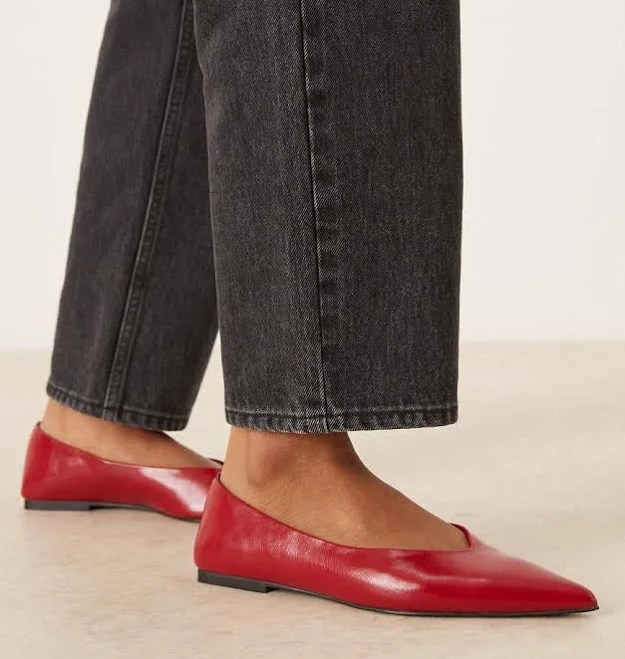 shoes ASOS DESIGN Lari pointed toe ballet flats in red ASOS $44.99