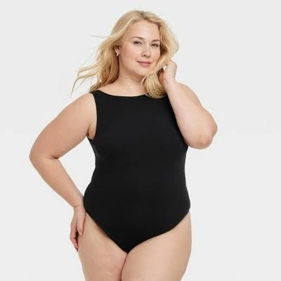 top Auden Women's Luxe Stretch Boatneck Thong Bodysuit Target $30