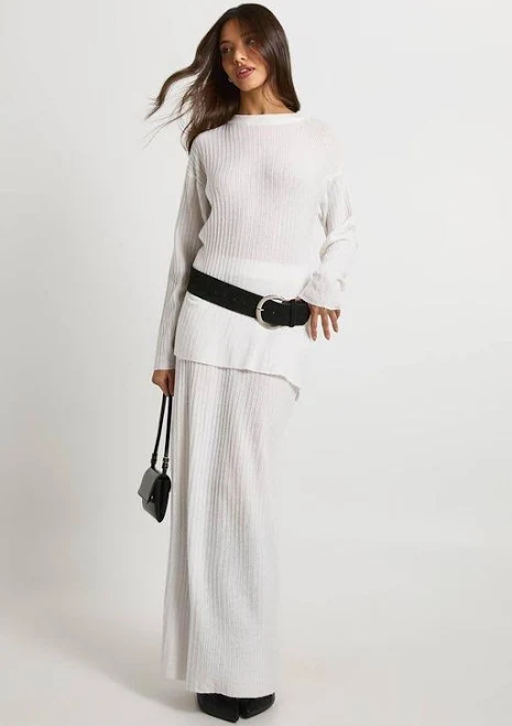 top boohoo Women's Soft Rib Knit Crew Neck Jumper & Maxi Skirt Co-ord Lyst $16