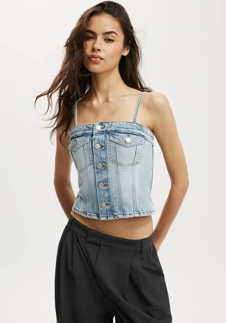 corset top Cotton On Women's Willow Denim Corset Cotton On $30