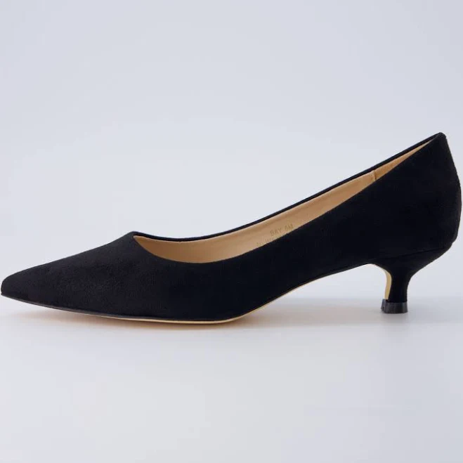 shoes Cushionaire Women's Bay Kitten Heel Pump Black Suede / Wide / 8 Cushionaire $49.99