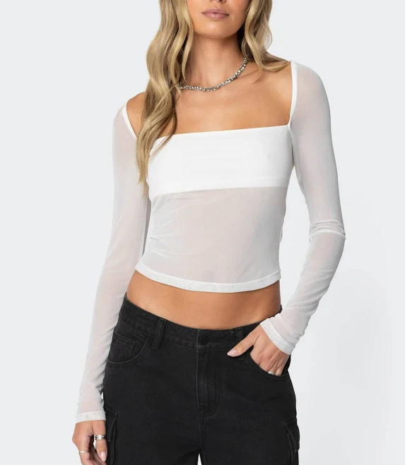 top Edikted Women's Marta Long Sleeve Mesh Top edikted $14.4