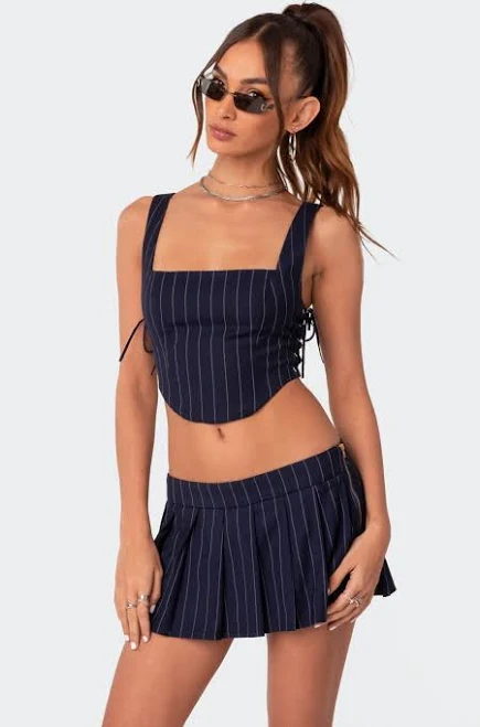 corset top Edikted Women's Pinstripe Side Lace-Up Corset Top edikted $15