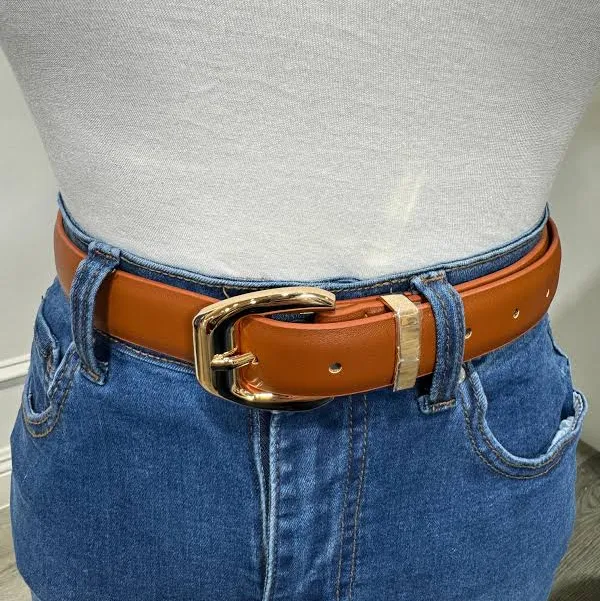 accessory Elina Leather Belt with Gold Buckle Paulina's Fashion Boutique $22.99