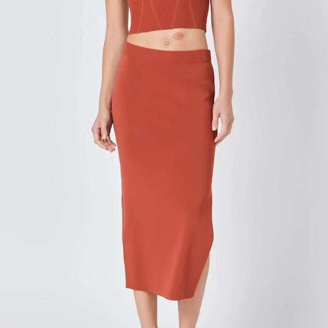 skirt Endless Rose Side Slit Detailed Knit Midi Skirt Endless Rose $49