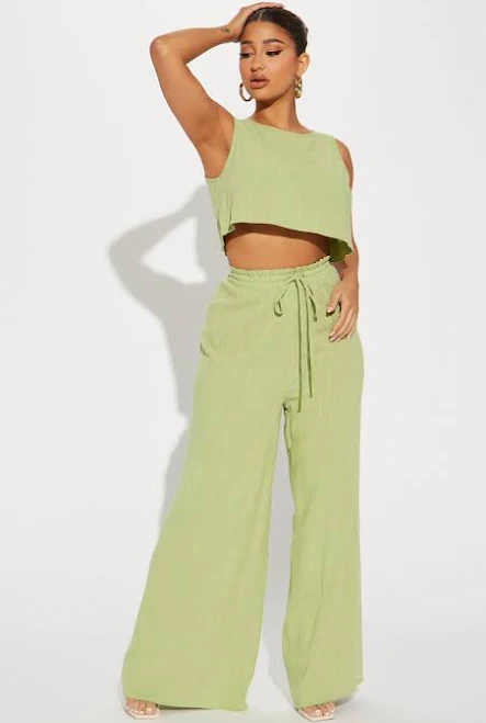 two piece set Fashion Nova Size Sleeveless Linen Pant Set Fashion Nova $29.99