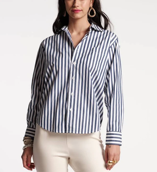 top Frances Valentine Women's Perfect Button Down Stripe Cotton Poplin Shirt Frances Valentine $228