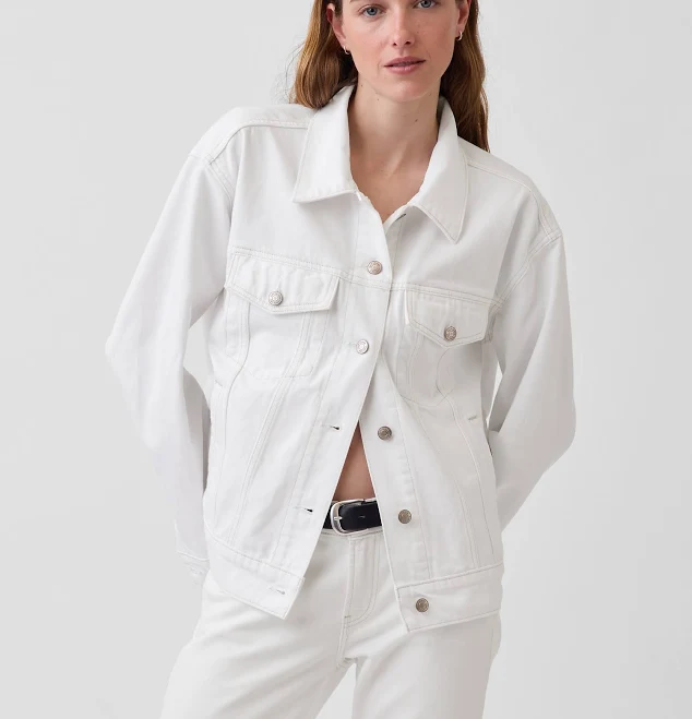 outerwear Gap White Oversized Icon Denim Jacket Gap $79