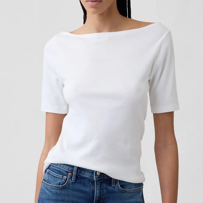top Gap Women's Modern Ribbed Boatneck T-Shirt Gap Factory $14.99