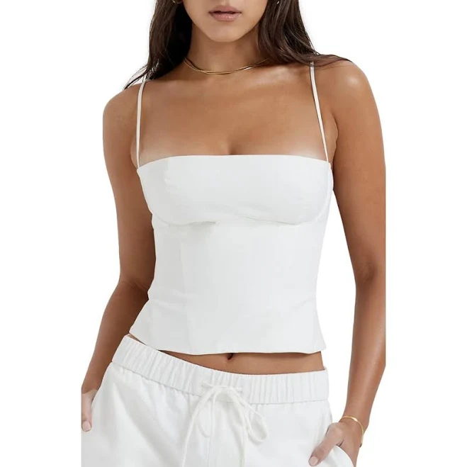 corset top House of CB Audette Structured Cotton Twill Corset Top Nordstrom $135