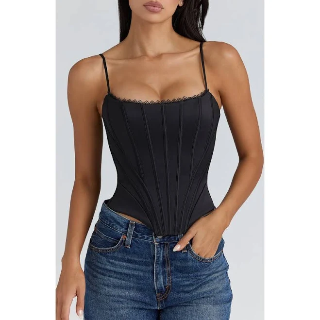 corset top House of CB Women's Cadie Satin Corset Top Nordstrom $149