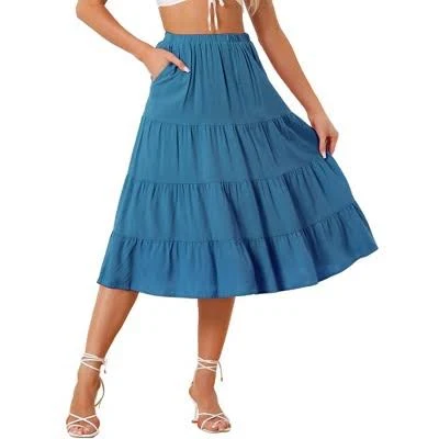 skirt Inspire Chic Women's Midi Flare Tiered A-Line Skirt with Pockets Target $34.99