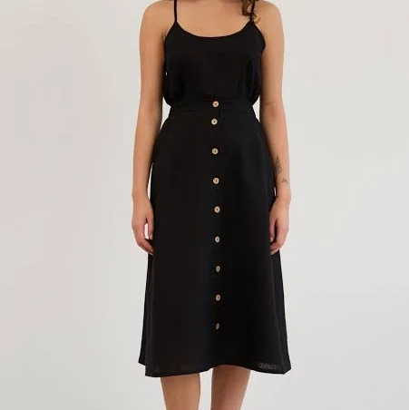 skirt LAMINTA Linen Button Front A-Line Skirt Etsy - LoveAndConfuse $130.86