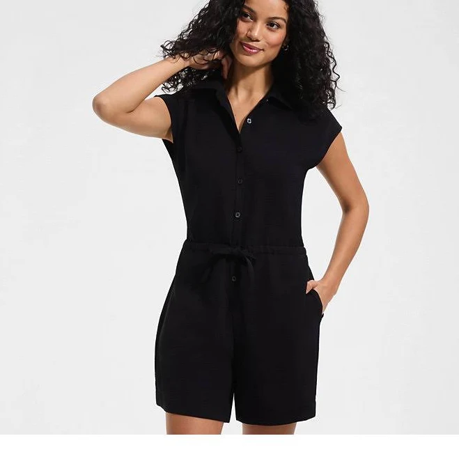 romper Lands' End Women's Cap Sleeve Creaseless Button-Down Romper Lands' End $50.97