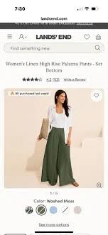 pants Lands' End Women's Linen High Rise Palazzo Pants eBay $40