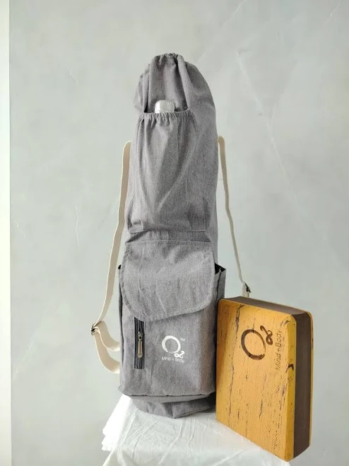bag Light Grey Melange Yoga Mat Bag, (1) Block pouch, Adjustable Straps, Water Bottle Pocket Etsy - Seller $55