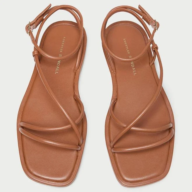 shoes Loeffler Randall - Noor Timber Leather Flat Sandal The Iconic Issue $227.89