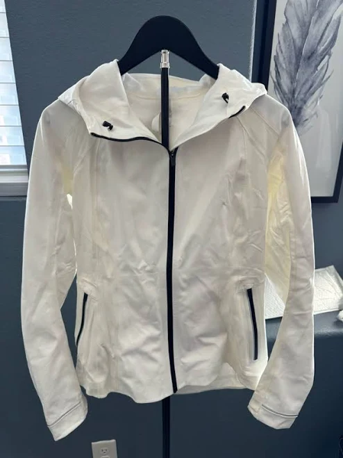 jacket Lululemon Athletica Jackets & Coats | Lululemon Athletica White Hooded Jacket With Black Trim | Color: Black/White | Size: 6 | Vecriroza's Closet Poshmark $60
