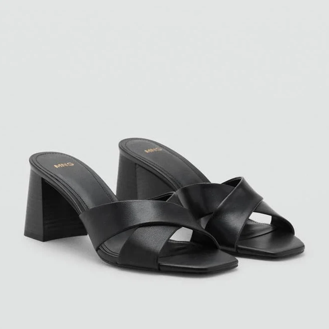 shoes MANGO Women's Leather Block-Heel Sandals shop.mango.com $99.99