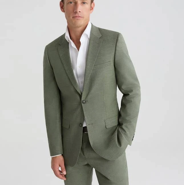 blazer Men's Linen-Look Light Olive Suit SuitShop $149