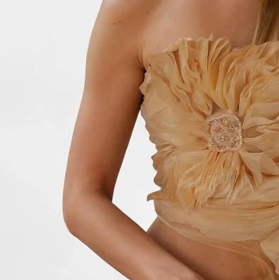 corset top ORSOYA Darchi Peach Blossom Organza Corset Top with 3D Crystal Embellishment Orsoya Darchi $222.16