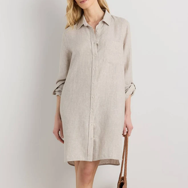dress Quince Women's Organic Linen Flax Shirt Dress Quince $54