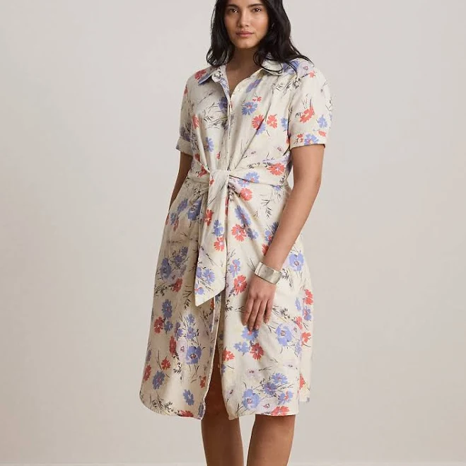 dress Ralph Lauren Women's Floral Linen Tie-Front Shirtdress Ralph Lauren $215