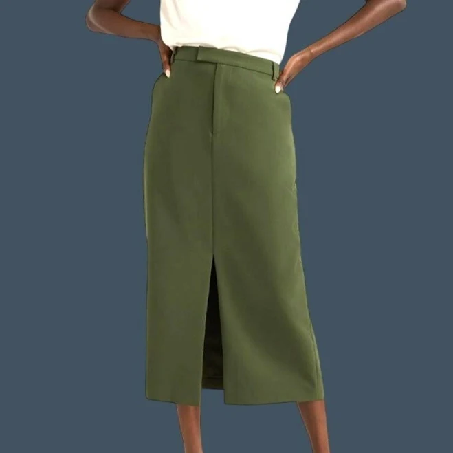 skirt Scoop Women's Midi Skirt with Front Slit and Belt Loops Poshmark $55