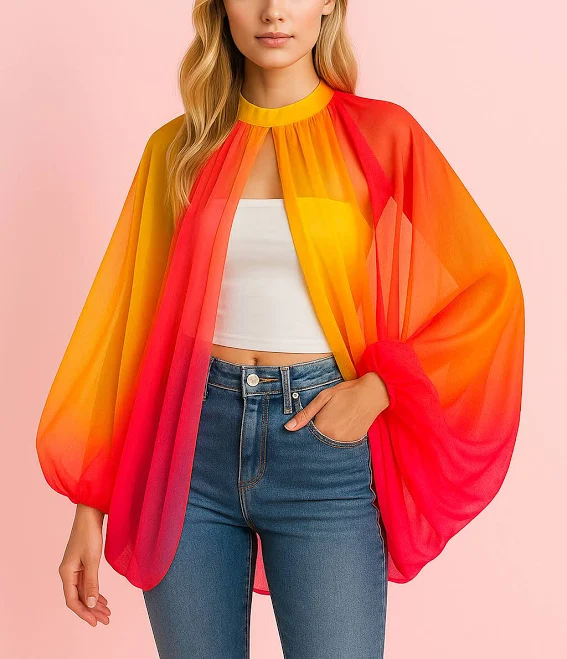top Shiloh Chiffon Ombre Blouse Danittza Zimic Label $129