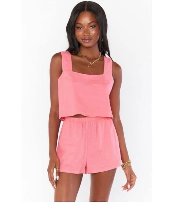 matching set Show Me Your Mumu Other | Show Me Your Mumu Coral Pink Linen Tank & Shorts Set | Color: Pink | Size: Os | Poshlykarin's Closet Poshmark $130