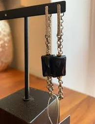 accessory Silver & Black Stone Drop Earring Palmer Square $89