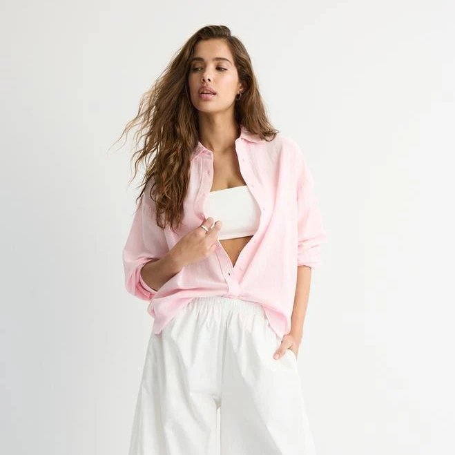 top Stradivarius Linen-Look Flowing Shirt Stradivarius $35.9