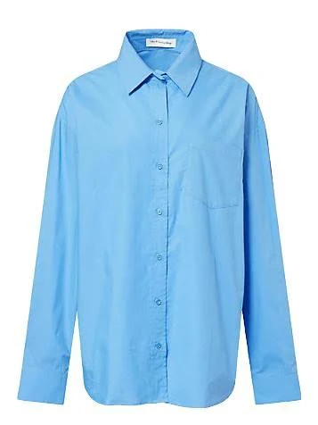 outerwear The Frankie Shop Ornella Oversized Cotton-poplin Women Shirt - Cobalt Editorialist $170