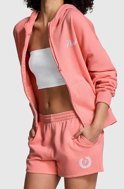 matching set Victoria's Secret Pink Ivy Full Zip Hoodie + Shorts Set Passion Pink eBay - jmss32 $129.99