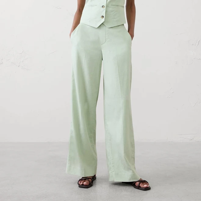 pants Wide-Leg High-Rise Linen-Blend Pants Banana Republic Factory $100