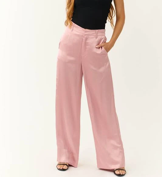 pants Wide Leg Satin Pants Lime Lush $44.95