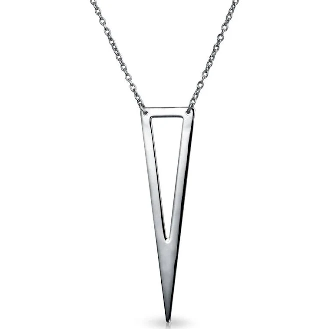 accessory Women Bling Jewelry Minimalist Triangle Geometric Pendant Necklace in Sterling BlingJewelry.com $32.99