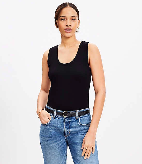 top Women's Loft Perfect Ribbed Scoop Neck Tank Top LOFT $11.45