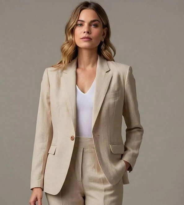 blazer Women's Two-Piece Linen Suit Etsy - Seller $72.44