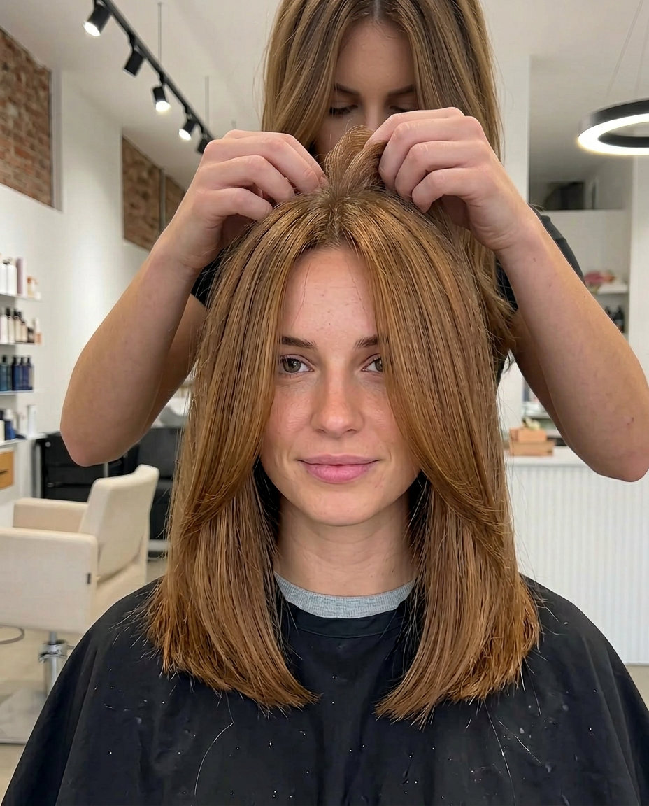 Sophisticated Caramel Honey Brown Hair Color 2026 Monochromatic caramel honey brown hair color with rich sheen, single process application for sophisticated look