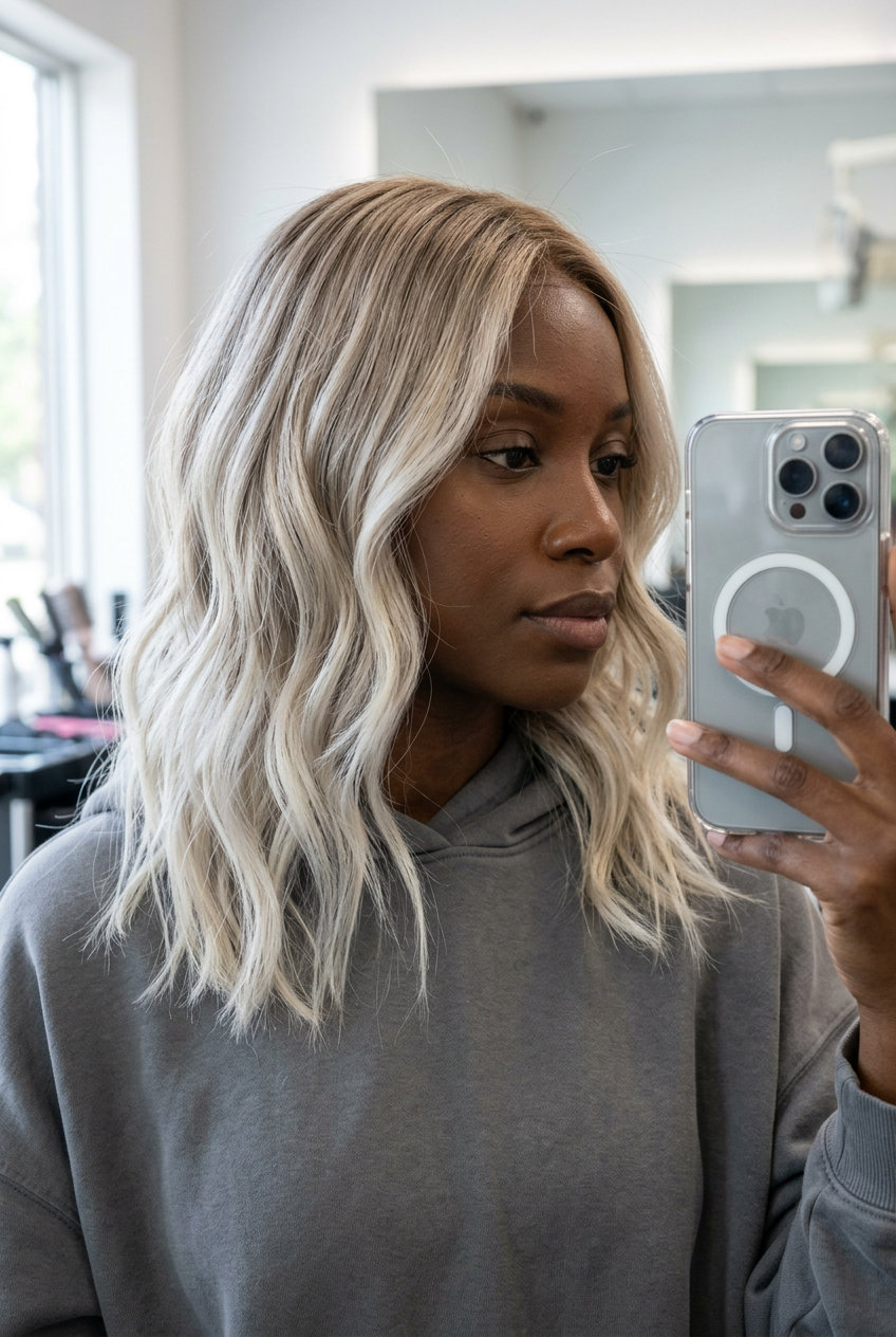 Cool Sand Beige Ombre Hair 2026: Chic Reverse Color long layered reverse summer ombre hair color 2026 with sand beige & platinum, root smudge & color melt — chic everyday style