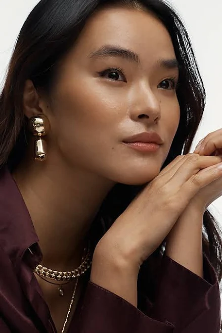 Anthropologie Geo Stack Statement Earrings
