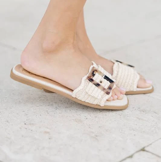 Sun and Sand Woven Slide Sandals