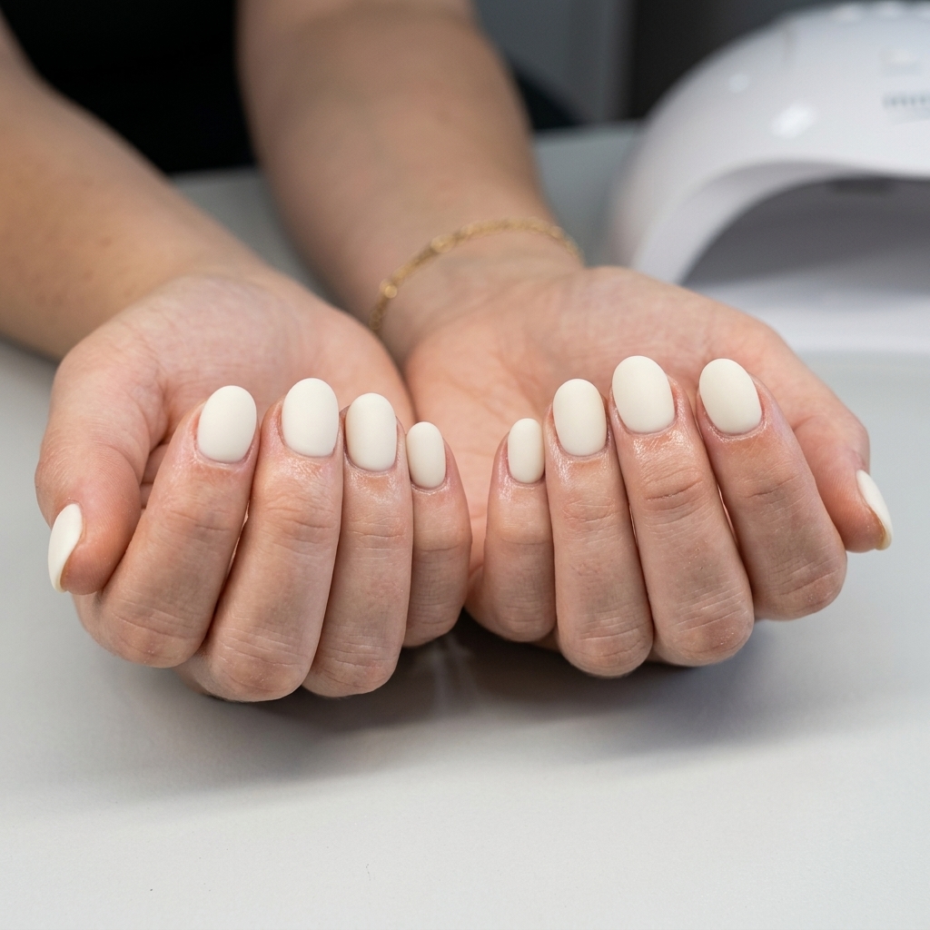Matte Ivory Nails 2026 | Minimalist Summer Chic Short round summer nails 2026: Sophisticated ivory cream with matte finish for minimalist style.