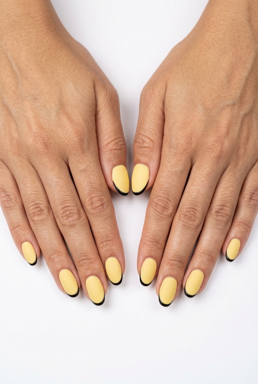 Solid summer nails 2026: Opaque butter yellow creamy oval gel nails for a sophisticated daily or work look.