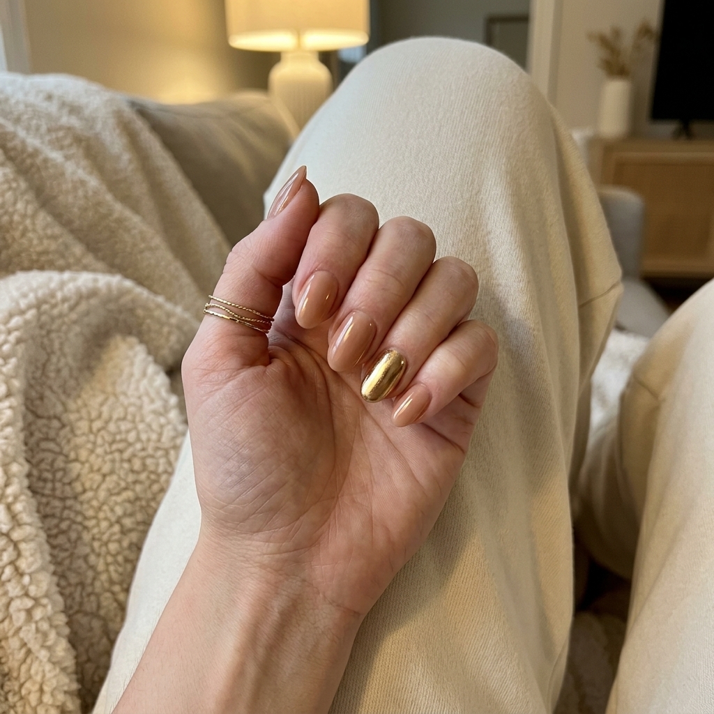 Golden Hour Accent Oval nails for summer 2026: glamorous, chic, perfect for events.