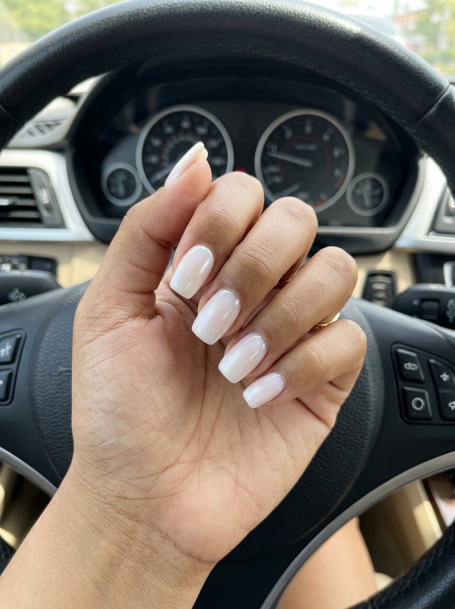 Sheer pink glazed donut almond nails for summer classy nails 2026, great for vacations and wedding guests.
