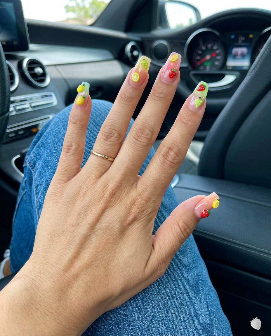 Lemon Yellow Micro French nails for casual summer outfits 2026. Zesty, playful, chic short square nails with a bright yellow tip.